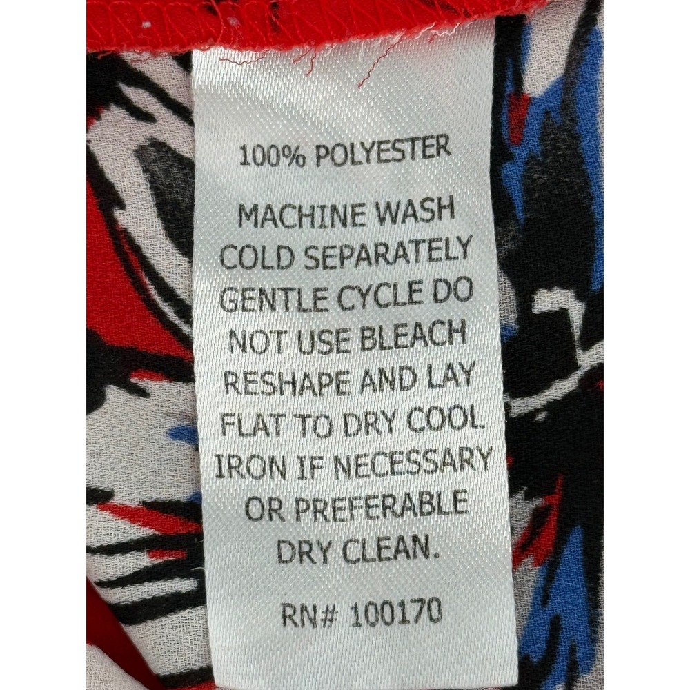 Alice Collection Womens Red Floral Sleeveless Halter Blouse Tiered High Low Sz L - Picture 8 of 8